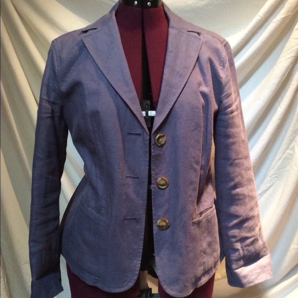 L.L Bean linen fully lined 12P lavender blazer with indigo hue.